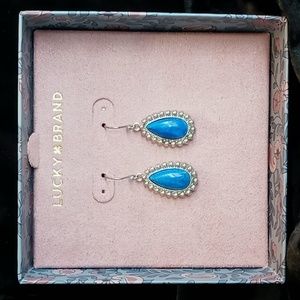 Lucky Brand Silver Tone Turquoise Drop Earrings